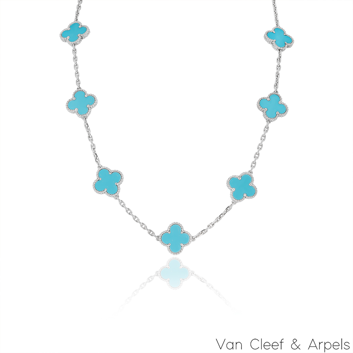 Van Cleef & Arpels 18k Vintage Alhambra Turquoise Neck